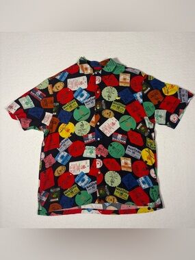 Masters Collection Augusta Men's Short Sleeve Button Up Shirt Medium Red #T 0147